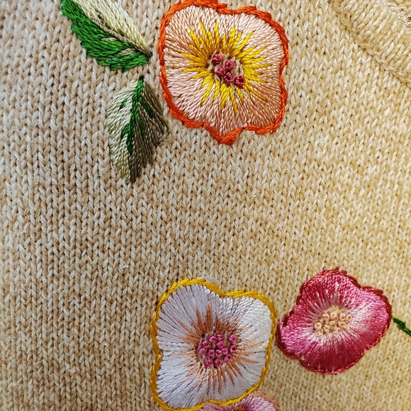 Vintage Embroidered Floral Short Sleeve Sweater - Picture 7 of 12